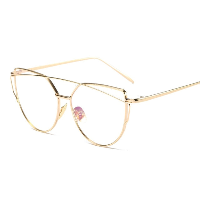 Cat Eye Rose Gold Mirror Woman's Sunglasses