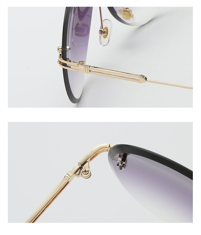 Luxury Rimless Sunglasses Women Design 2019