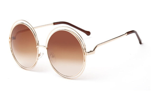 Vintage Round Big Size Oversized Lens Mirror Sunglasses Women