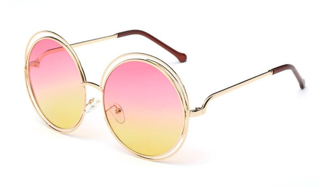 Vintage Round Big Size Oversized Lens Mirror Sunglasses Women