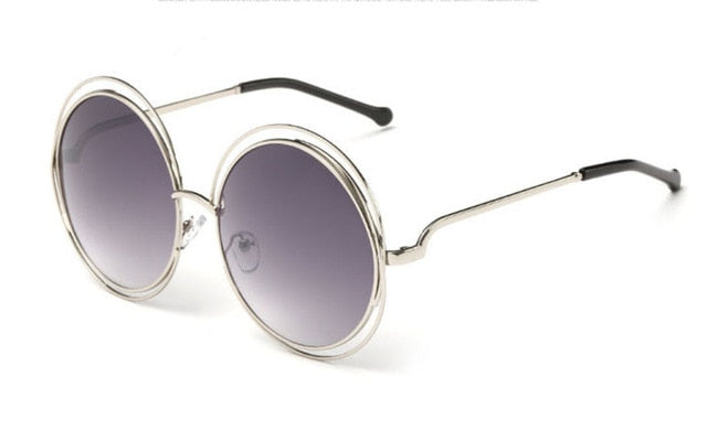Vintage Round Big Size Oversized Lens Mirror Sunglasses Women
