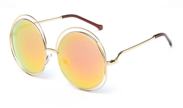 Vintage Round Big Size Oversized Lens Mirror Sunglasses Women