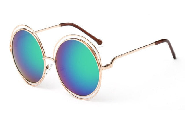 Vintage Round Big Size Oversized Lens Mirror Sunglasses Women