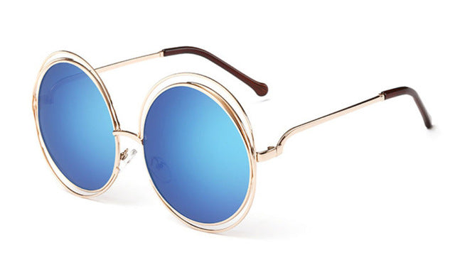 Vintage Round Big Size Oversized Lens Mirror Sunglasses Women