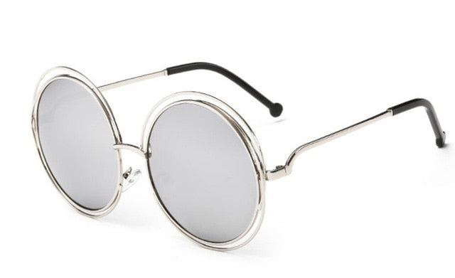 Vintage Round Big Size Oversized Lens Mirror Sunglasses Women