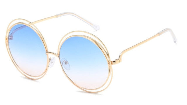 Vintage Round Big Size Oversized Lens Mirror Sunglasses Women