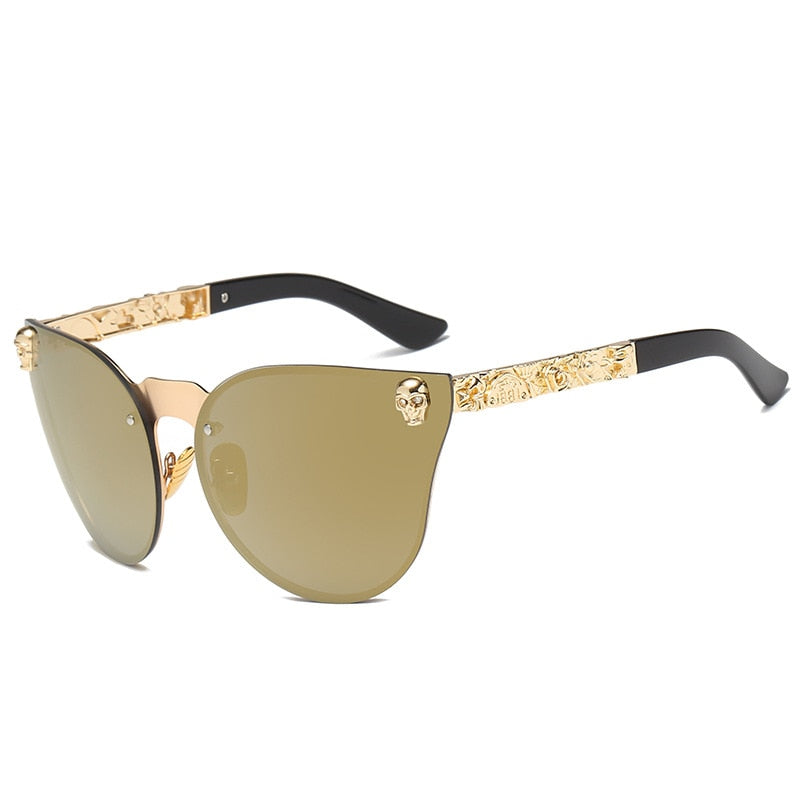 Fashion Women Gothic Sunglasses Skull Frame Metal Temple High Quality Sunglasses