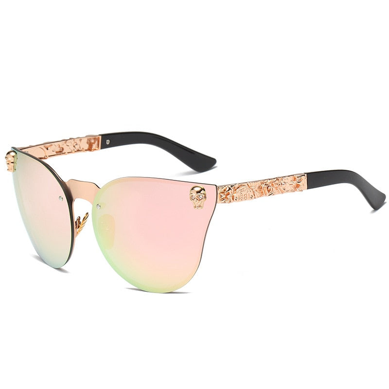 Fashion Women Gothic Sunglasses Skull Frame Metal Temple High Quality Sunglasses