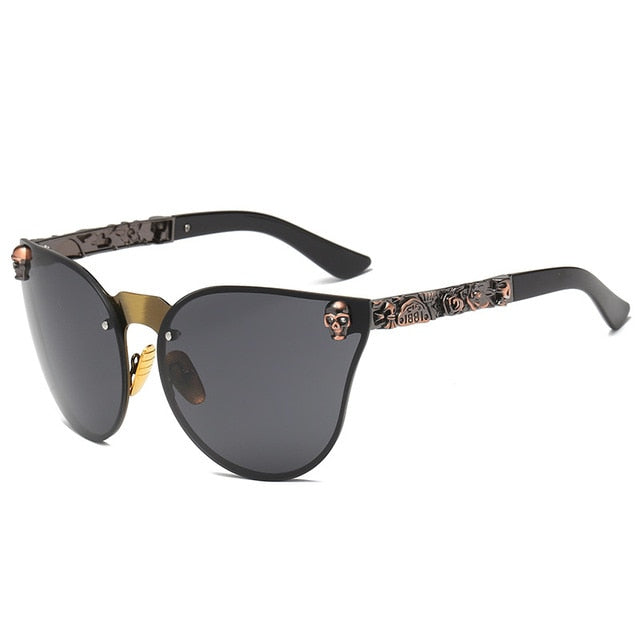 Fashion Women Gothic Sunglasses Skull Frame Metal Temple High Quality Sunglasses