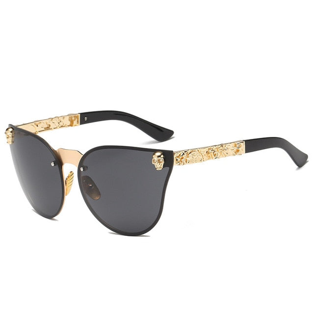 Fashion Women Gothic Sunglasses Skull Frame Metal Temple High Quality Sunglasses