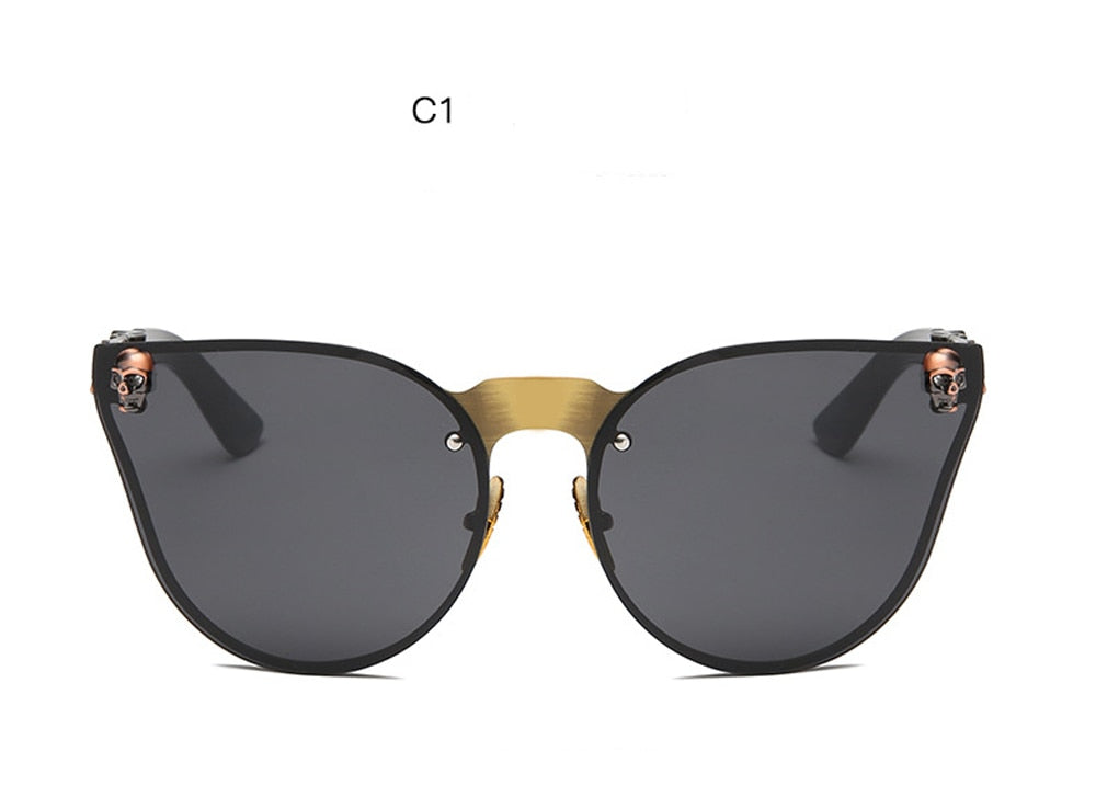 Fashion Women Gothic Sunglasses Skull Frame Metal Temple High Quality Sunglasses
