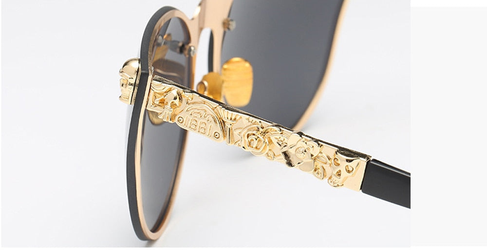 Fashion Women Gothic Sunglasses Skull Frame Metal Temple High Quality Sunglasses
