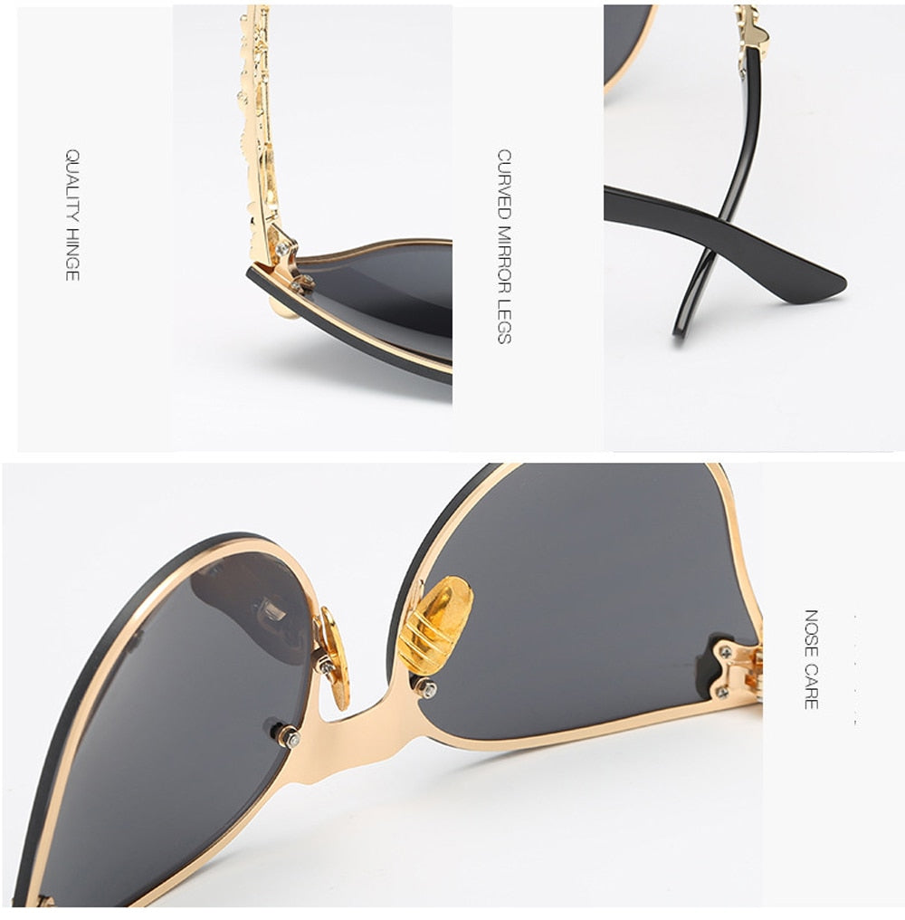 Fashion Women Gothic Sunglasses Skull Frame Metal Temple High Quality Sunglasses