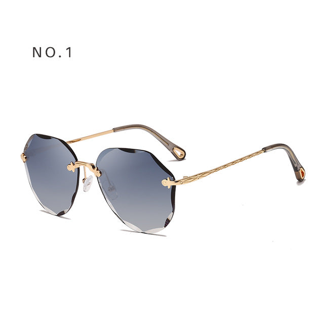 Sunglasses For Women Ladies Rimless Diamond Cutting 2019