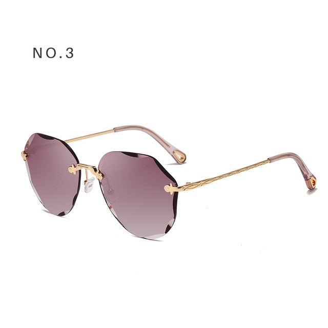 Sunglasses For Women Ladies Rimless Diamond Cutting 2019