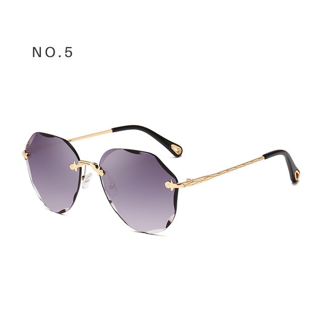 Sunglasses For Women Ladies Rimless Diamond Cutting 2019