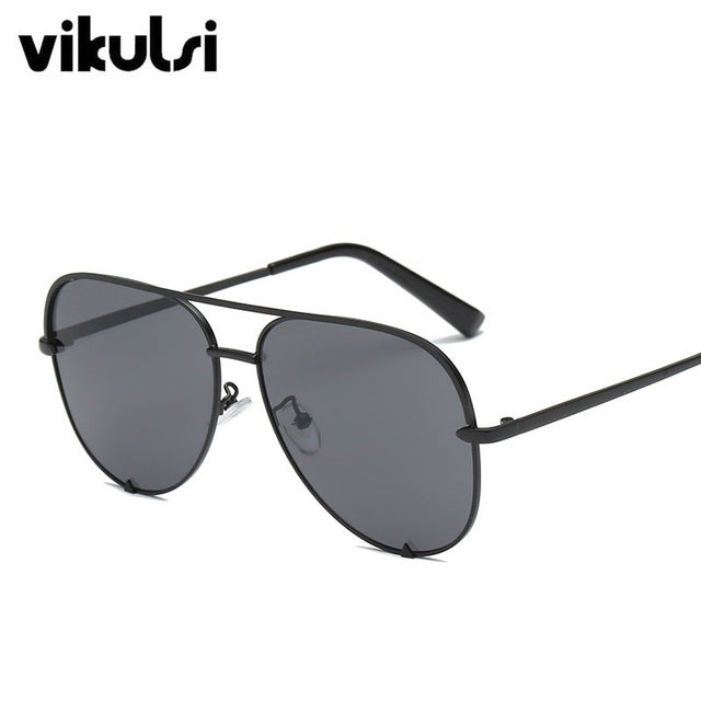 Black Sunglasses Silver Mirror Metal Pilot Sunglasses Women Top Fashion Eyewear
