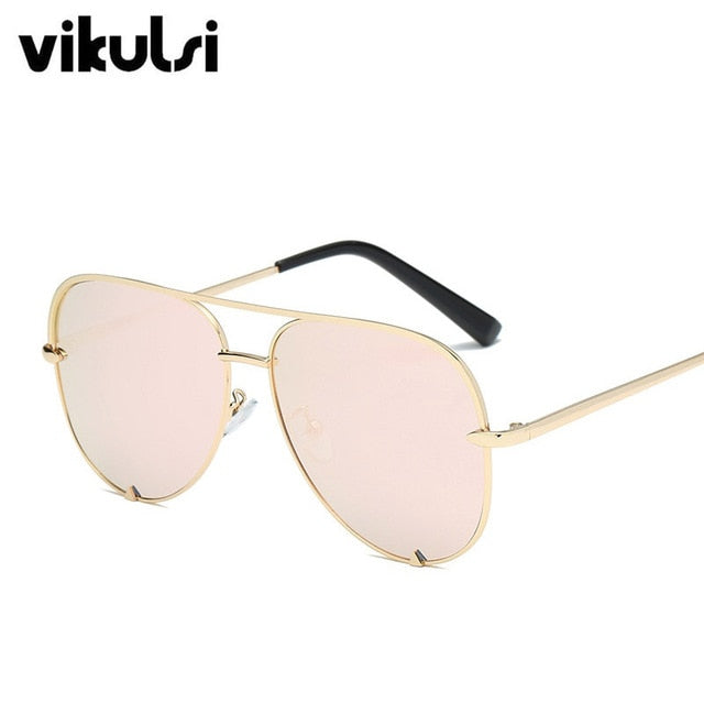 Black Sunglasses Silver Mirror Metal Pilot Sunglasses Women Top Fashion Eyewear