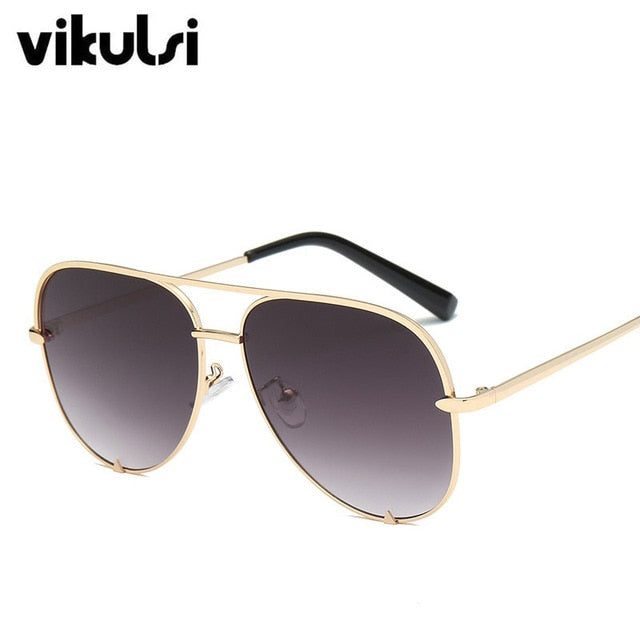 Black Sunglasses Silver Mirror Metal Pilot Sunglasses Women Top Fashion Eyewear