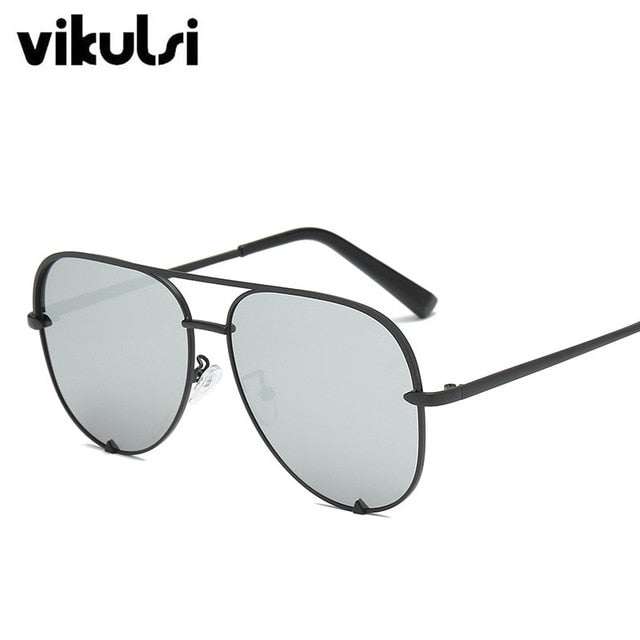 Black Sunglasses Silver Mirror Metal Pilot Sunglasses Women Top Fashion Eyewear