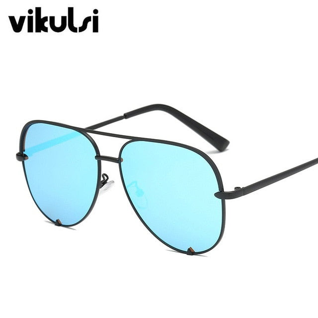 Black Sunglasses Silver Mirror Metal Pilot Sunglasses Women Top Fashion Eyewear