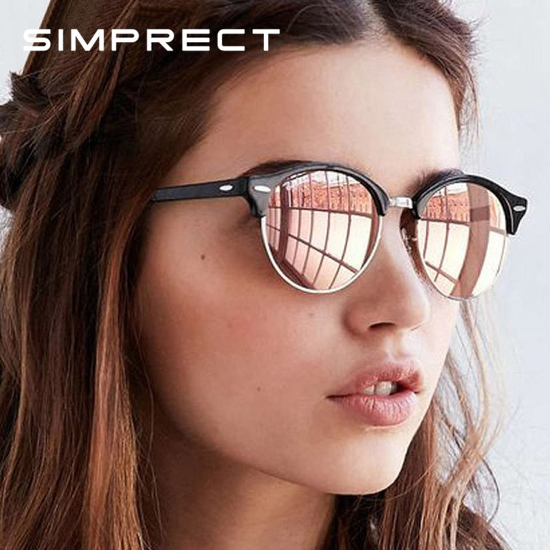 Sunglasses Women Retro Round Mirror Driving Models