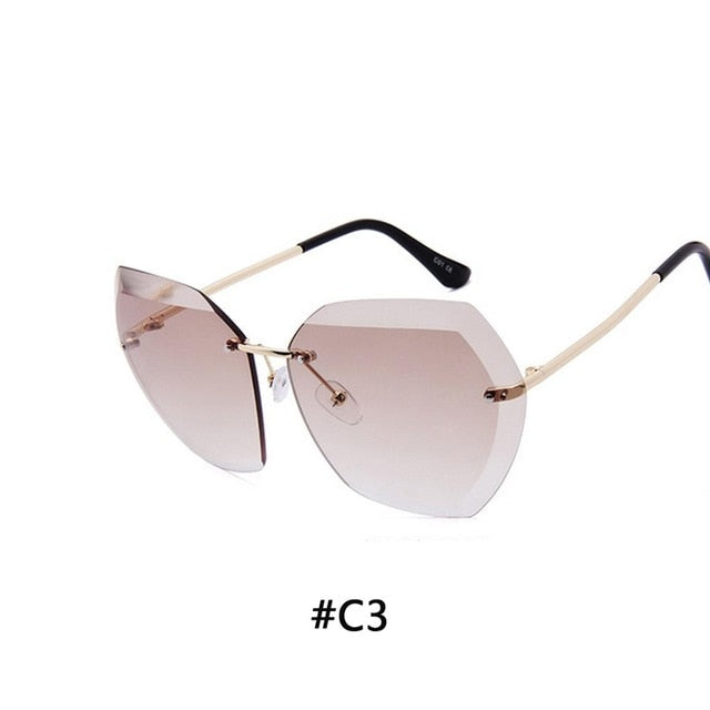Luxury Rimless Sunglasses Women 2019