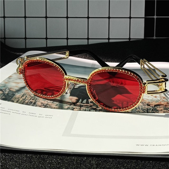 Vintage Small Round Diamond Sunglasses Women 2019