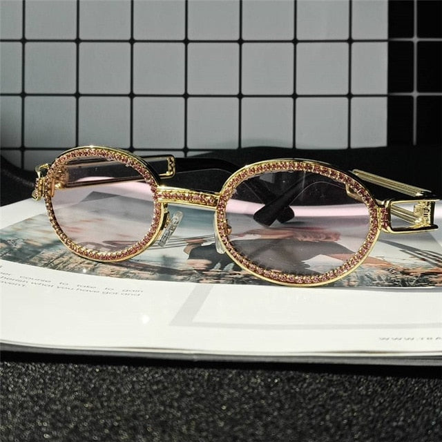 Vintage Small Round Diamond Sunglasses Women 2019