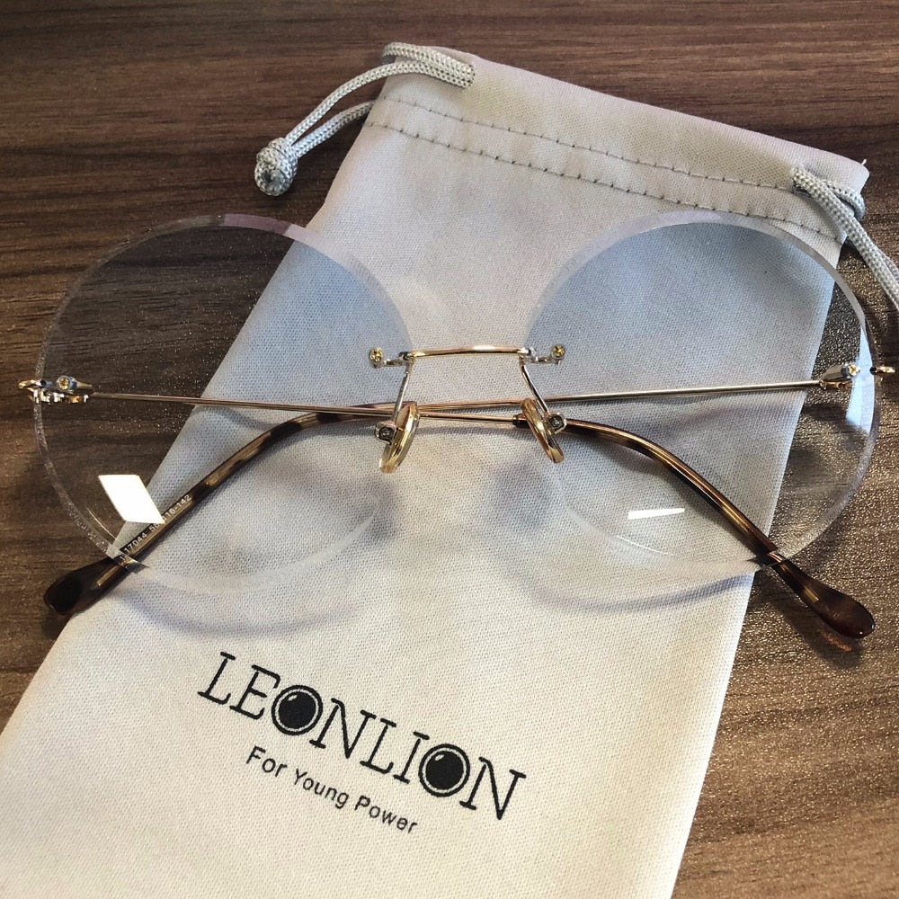 Metal Goggle Rimless Sunglasses Women Ocean Lens Classic