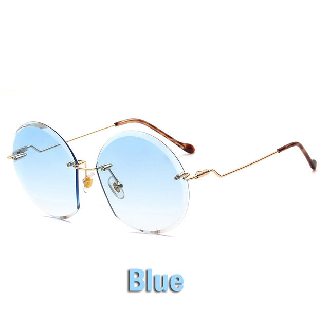 Metal Goggle Rimless Sunglasses Women Ocean Lens Classic