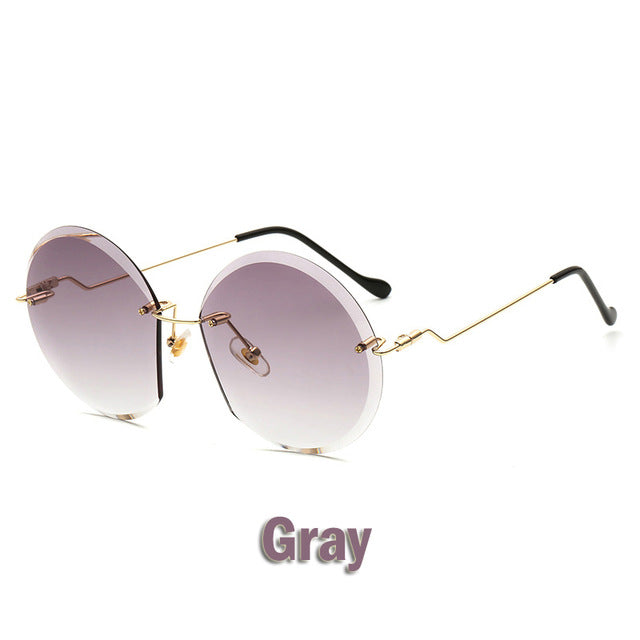 Metal Goggle Rimless Sunglasses Women Ocean Lens Classic