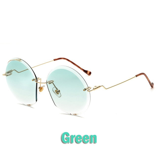 Metal Goggle Rimless Sunglasses Women Ocean Lens Classic