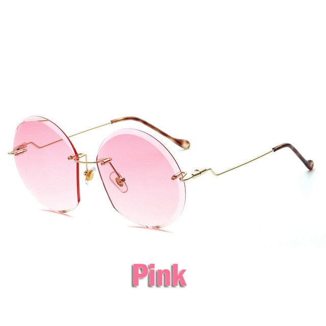 Metal Goggle Rimless Sunglasses Women Ocean Lens Classic
