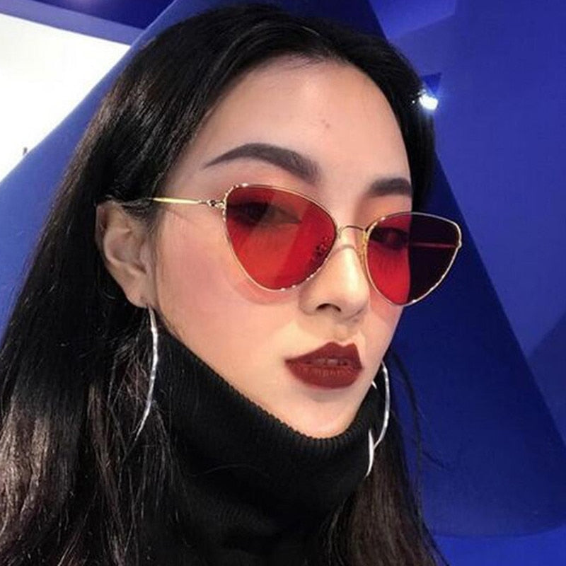 Trendy Colorful Colorful Vintage Shaped Sunglasses Famle Drop Shaped Ocean Cat Eye Sunglasses