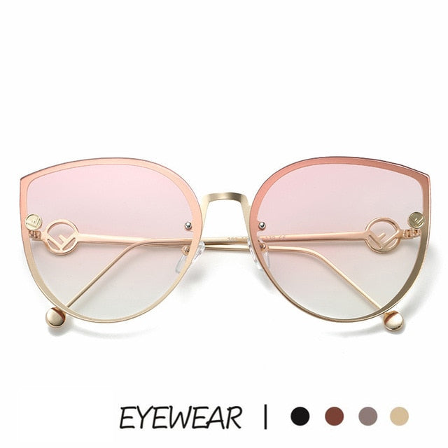 New Fashion Luxury Italy Brand Cat Eye Sunglasses Women Vintage Rimless Sunglasses