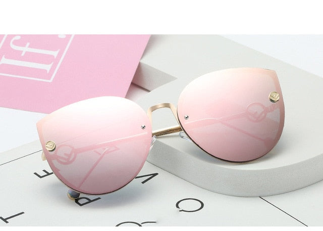 New Fashion Luxury Italy Brand Cat Eye Sunglasses Women Vintage Rimless Sunglasses
