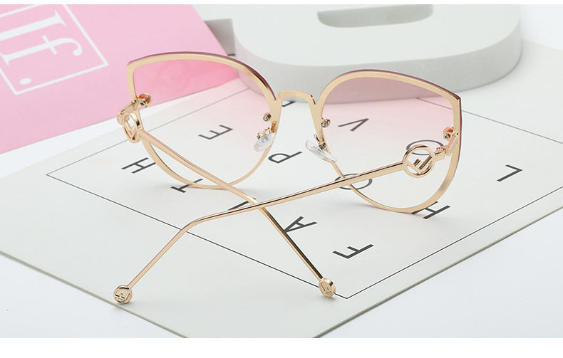 New Fashion Luxury Italy Brand Cat Eye Sunglasses Women Vintage Rimless Sunglasses