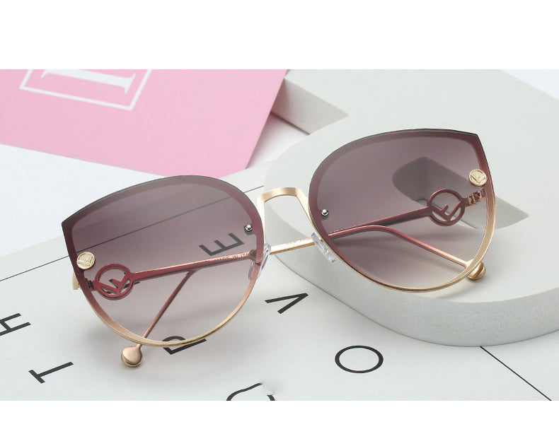 New Fashion Luxury Italy Brand Cat Eye Sunglasses Women Vintage Rimless Sunglasses