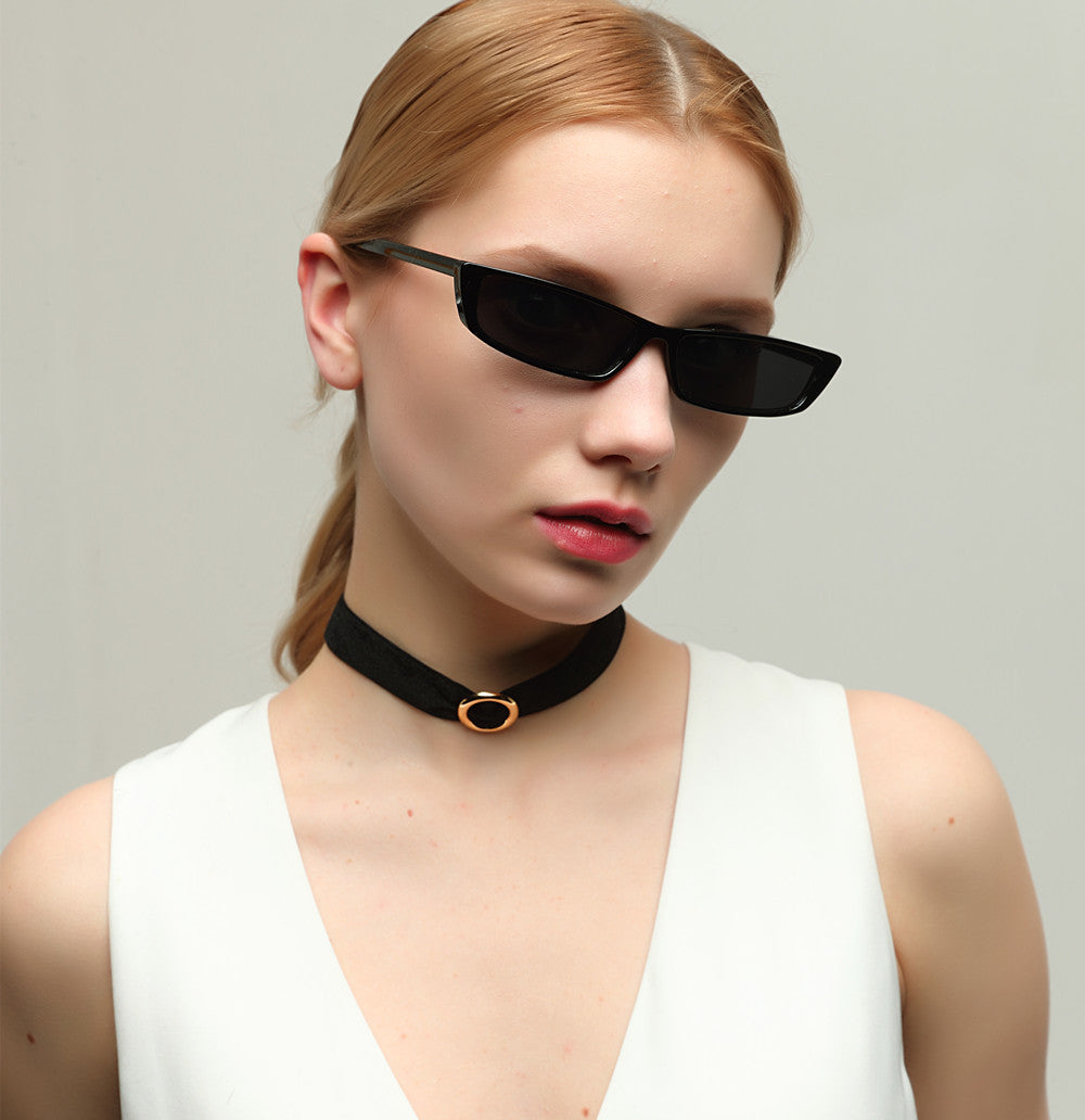 Sunglasses Women Fashion Small Rectangular Frame Black Red Cat Eyes