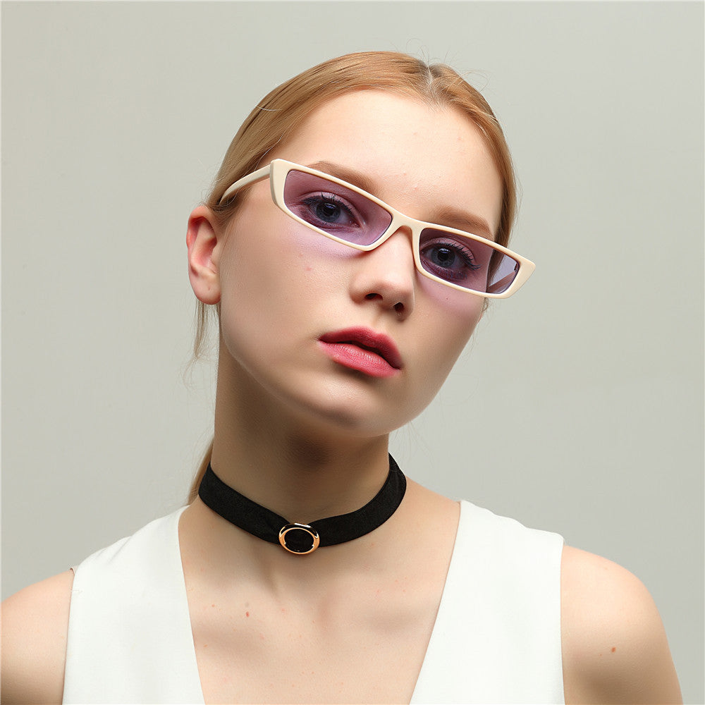 Sunglasses Women Fashion Small Rectangular Frame Black Red Cat Eyes