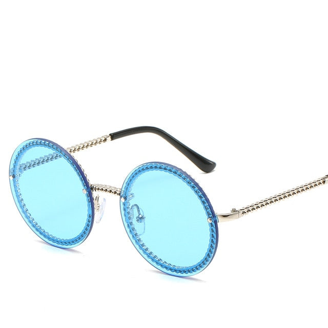 Brand Round Sunglasses Women Luxury Rimless European Popular Sunglasses